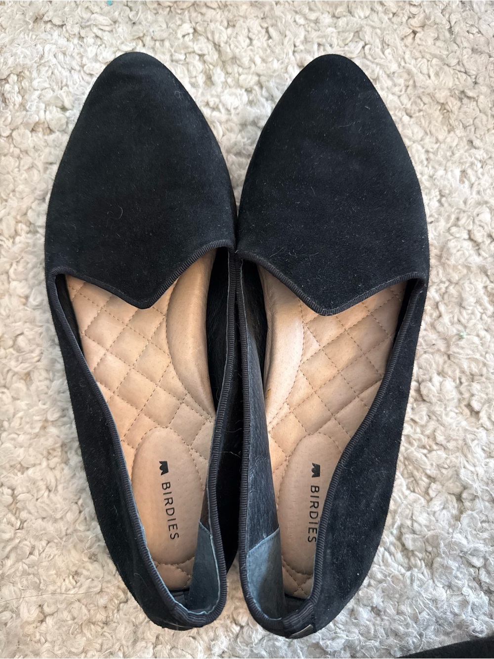 Birdies size 9 Black Quilted-Insole Slip-On Flats